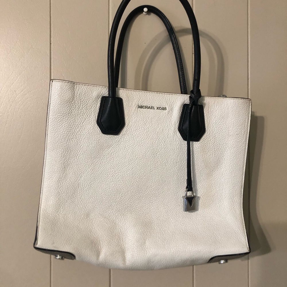 Michael Kors White and Black Tote Bag